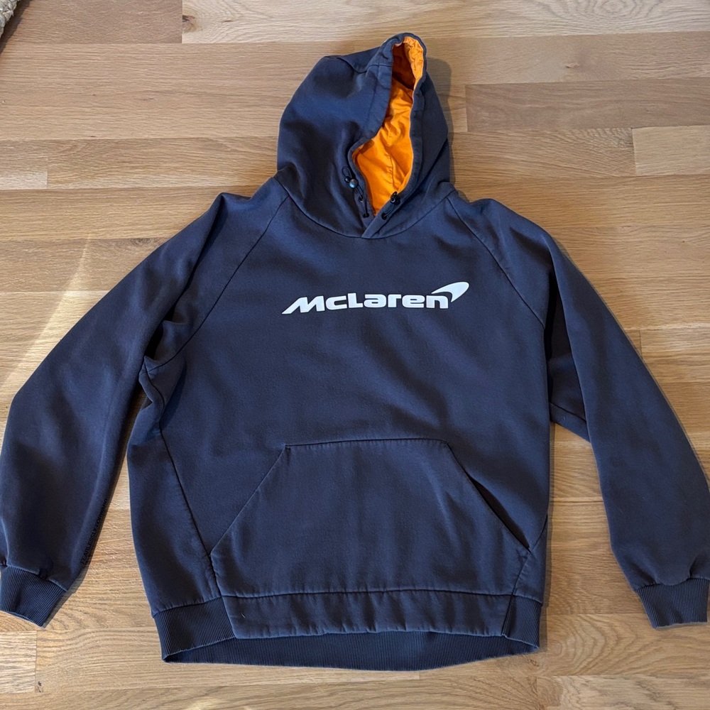 McLaren F1 Men's Blue Hoodie with Orange Lining
